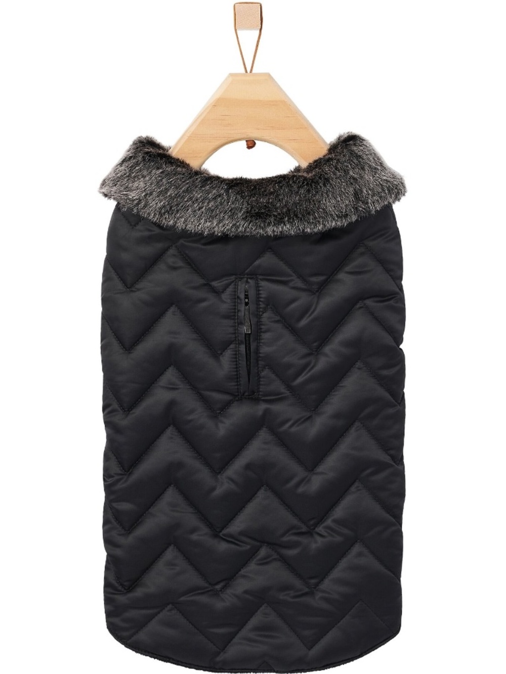 NWT Frisco XXXL Black Chevron Quilted Dog Coat Faux Fur Trim Winter Jacket